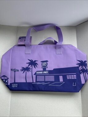 Trader Joe's Purple Lavender Large Reusable Insulated Tote Bag NWT
